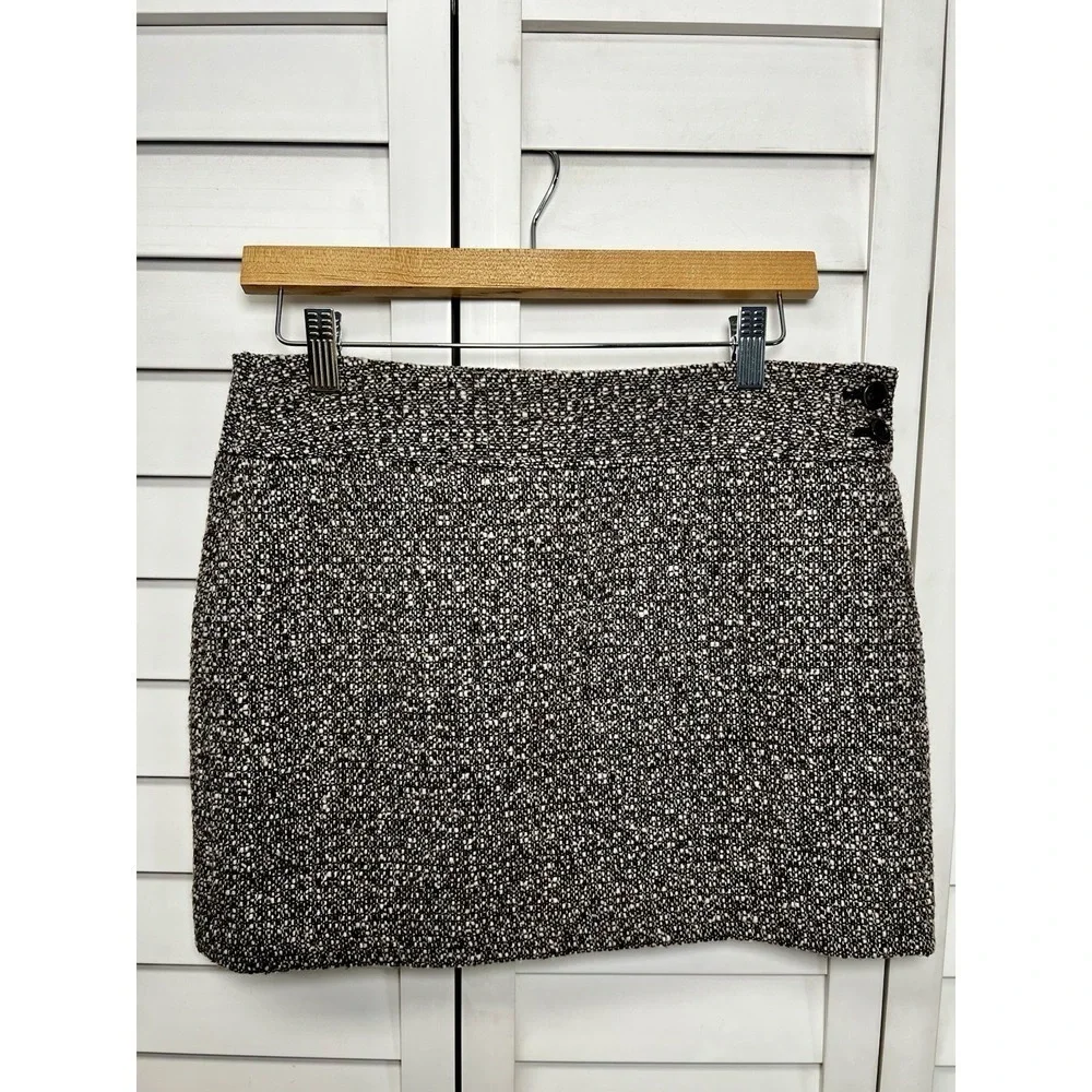 J. Crew Wool Blend Tweed Mini Skirt Women's Size 6 Brown & Cream